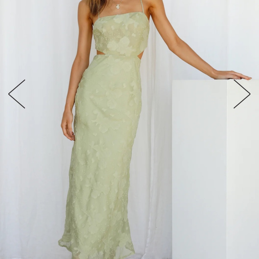 Hello Molly Rainbow Glow Midi Dress Sage